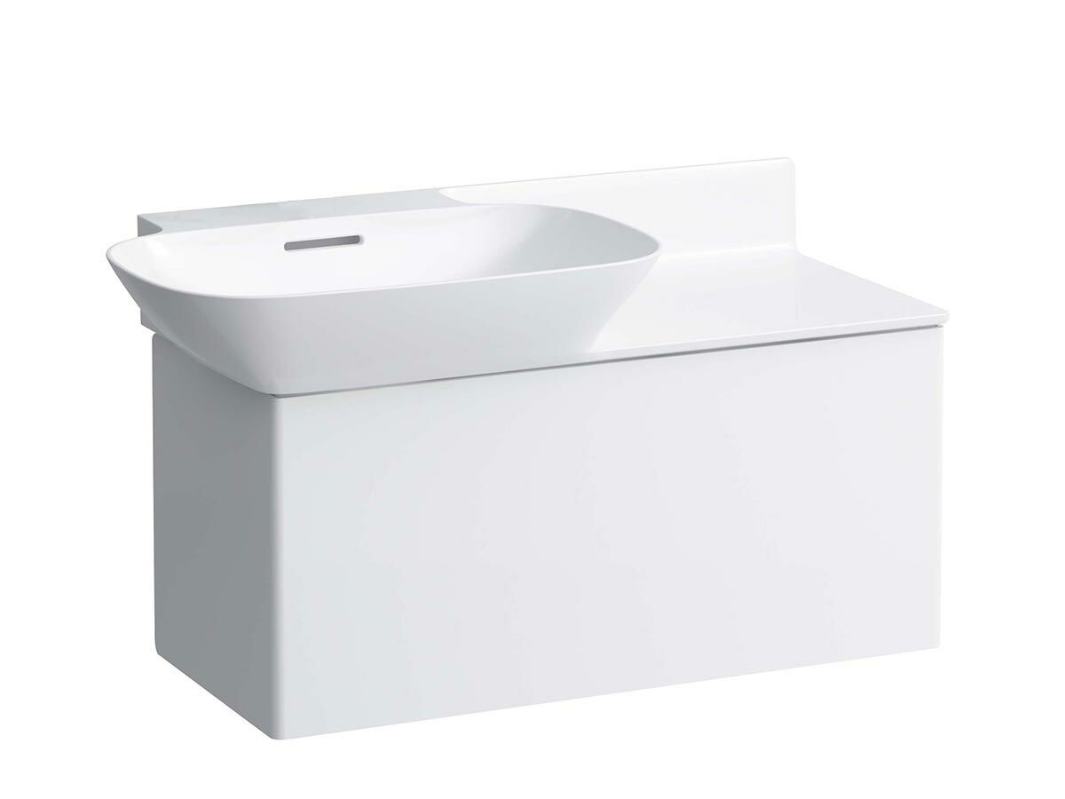 Reece LAUFEN Ino Wall Basin With Shelf Left Hand Bowl With Overflow No Taphole 900mm White