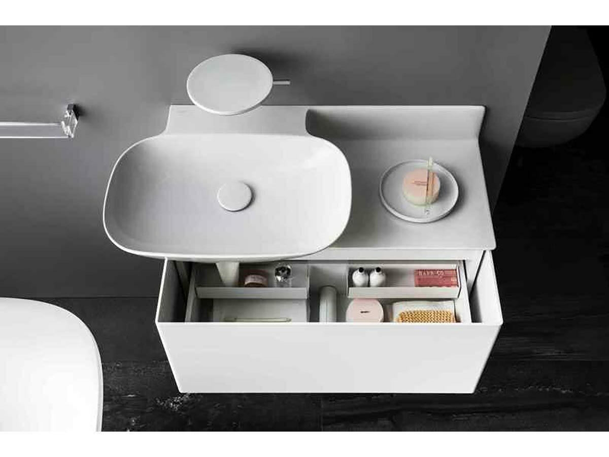 Reece LAUFEN Ino Wall Basin With Shelf Left Hand Bowl With Overflow No Taphole 900mm White