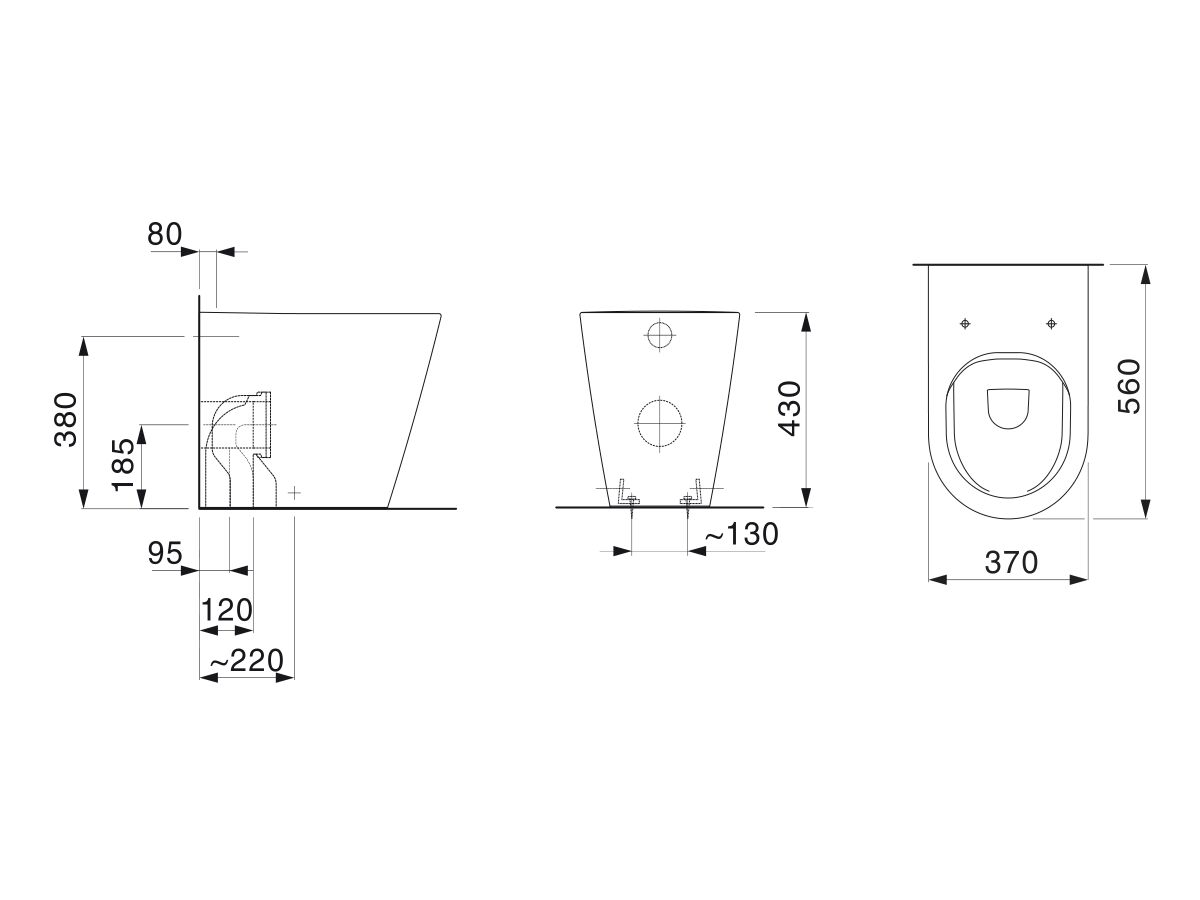 Reece LAUFEN Kartell Rimless Back To Wall Pan And Soft Close Seat White (4 Star)