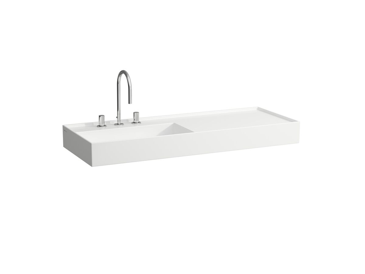 reece LAUFEN Kartell Wall/Counter Left Hand Basin 1 Taphole 1200x460 with Fixing Bolts White