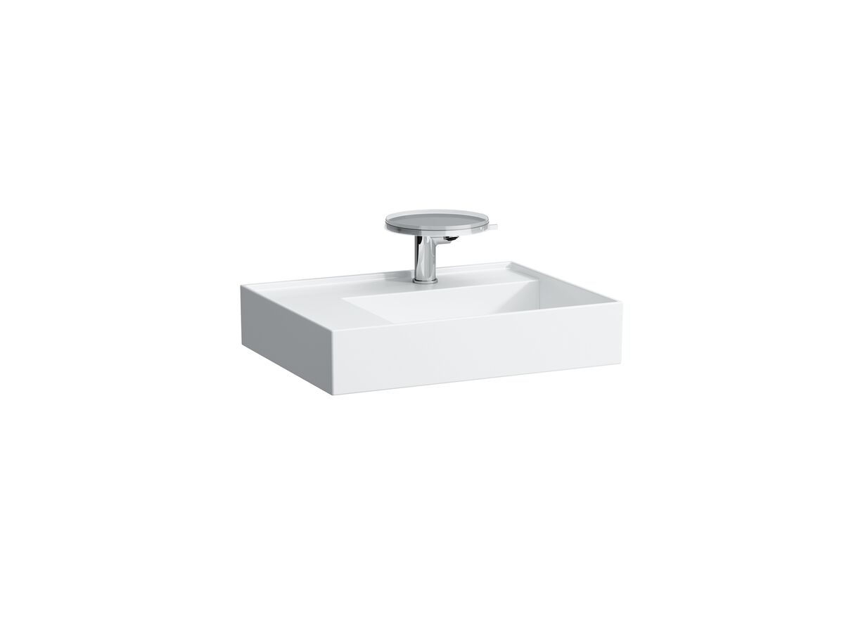 reece LAUFEN Kartell Washbasin with Shelf Right Hand Bowl 600 x 460mm with Fixing Kit 1 Taphole White