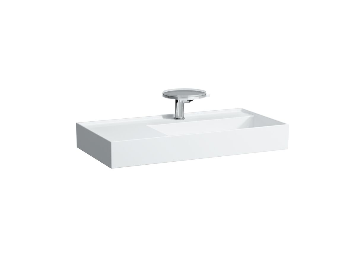 reece LAUFEN Kartell Washbasin with Shelf Right Hand Bowl with Fixing 1 Taphole 900 x 460mm White reece LAUFEN Kartell Washbasin with Shelf Right Hand Bowl with Fixing 1 Taphole 900 x 460mm White