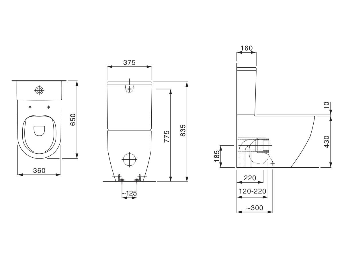 Reece LAUFEN Pro A Rimless Close Coupled Back To Wall Back Inlet Toilet Suite Slim Soft Close Quick Release Seat (4 Star)