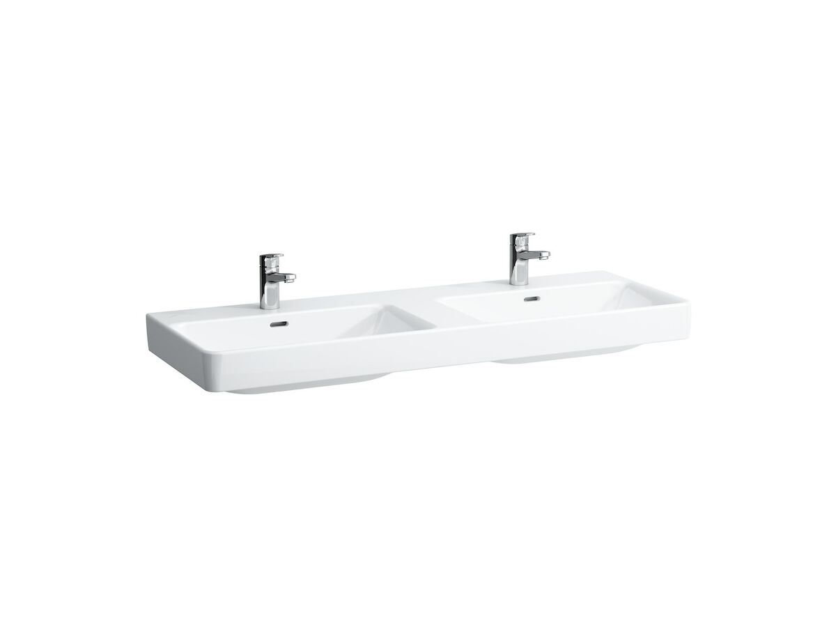 Reece LAUFEN Pro S Double Wall Basin 2 Taphole With Overflow 1300x465 With Fixing Bolts White