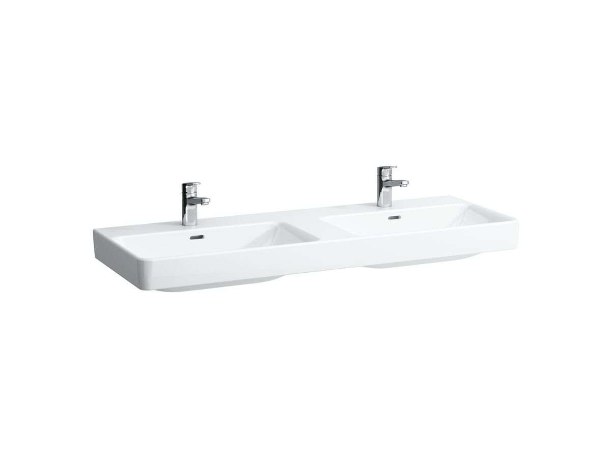 reece LAUFEN Pro S Double Wall Basin 2 Taphole with Overflow 1300x465 with Fixing Bolts White
