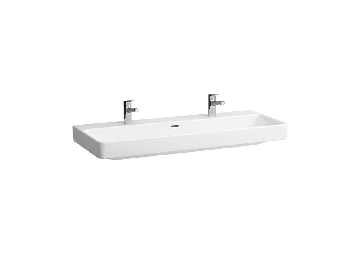 reece LAUFEN Pro S Wall Basin 2 Tap Hole with Overflow 1200x465 with Fixing Bolts White