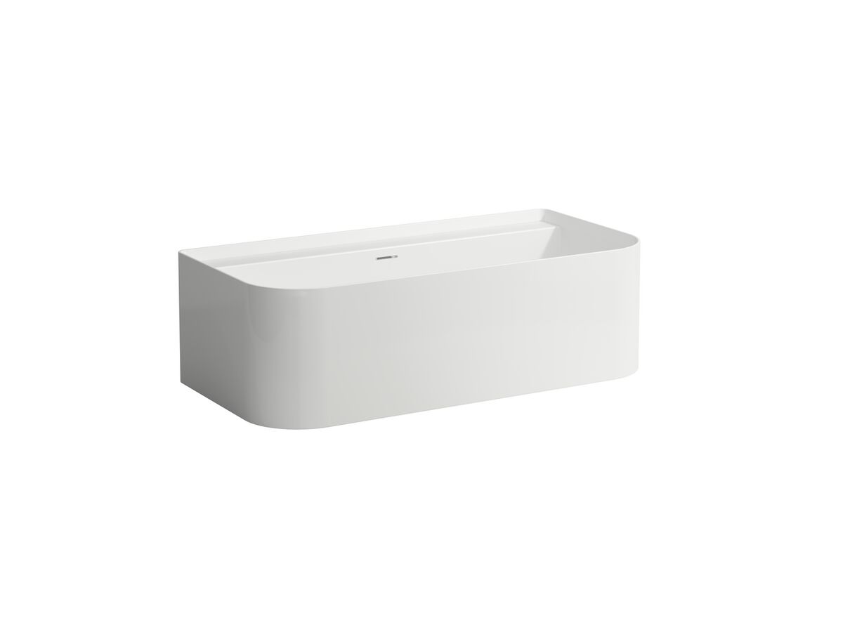 reece LAUFEN Sonar Freestanding Back to Wall Bath with Overflow Plug & Waste 1600 x 815 Sentec White