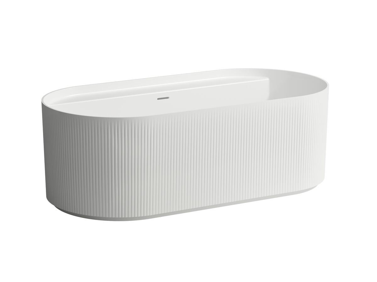 reece LAUFEN Sonar Freestanding Bath with Overflow and Plug & Waste 1600 x 815mm Textured Exterior Surface White