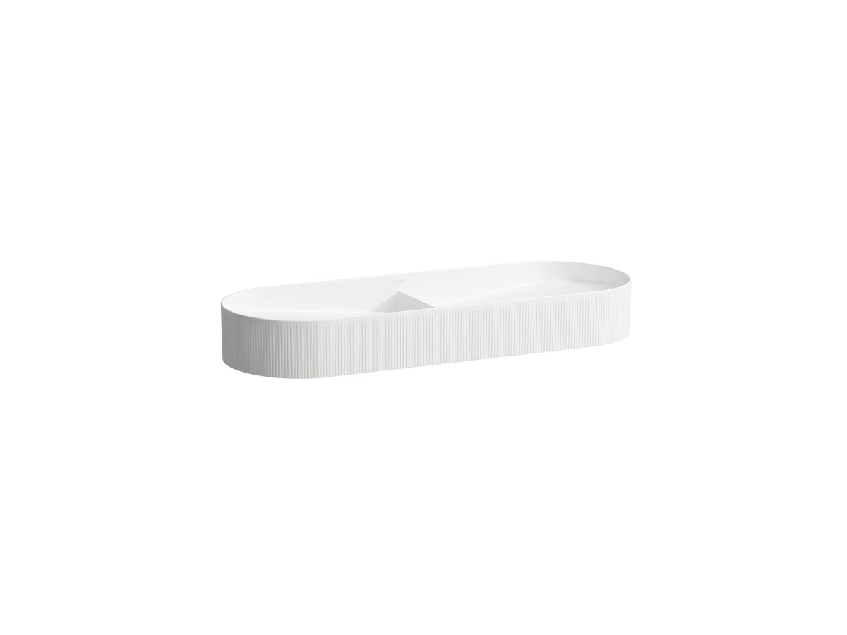 reece LAUFEN Sonar Textured Double Above Counter Basin with Ceramic Waste Covers 1015mm x 365mm White