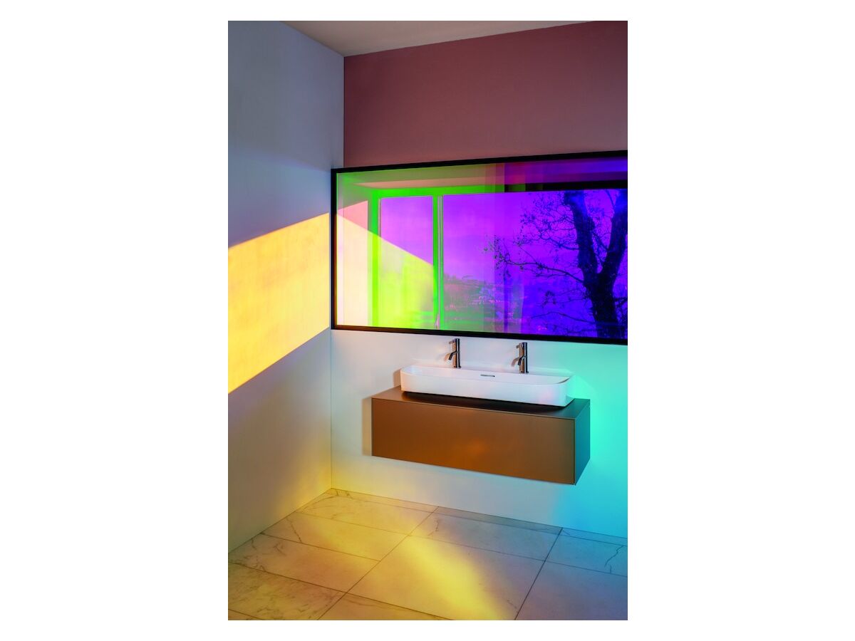 Reece LAUFEN Sonar Wall Basin With Overflow 2 Taphole 1000x420 With Fixing Bolts White