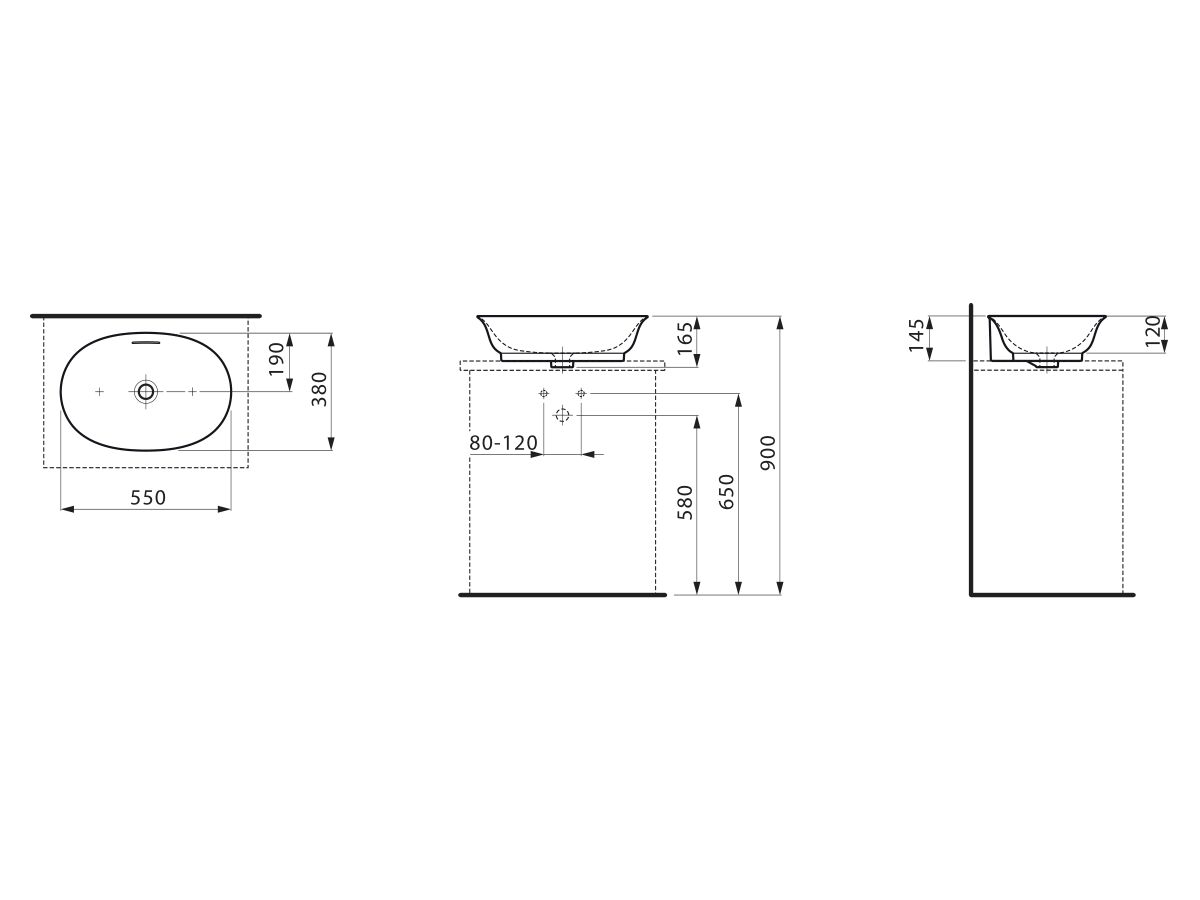 Reece LAUFEN The New Classic Above Counter Basin 550mm X 380mm Matte White