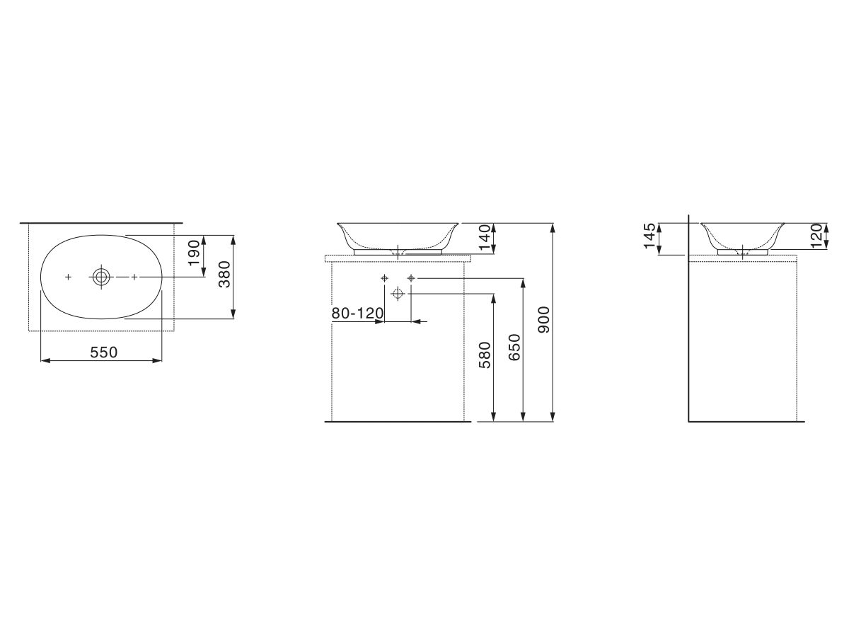 Reece LAUFEN The New Classic Above Counter Basin With Overflow 550mm X 380mm