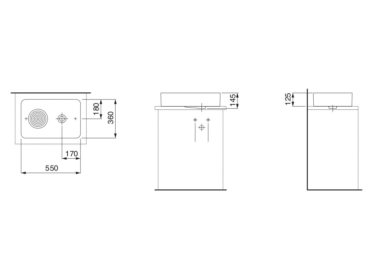 Reece LAUFEN Val Rectangular Counter Basin With Overflow No Taphole 550mm White