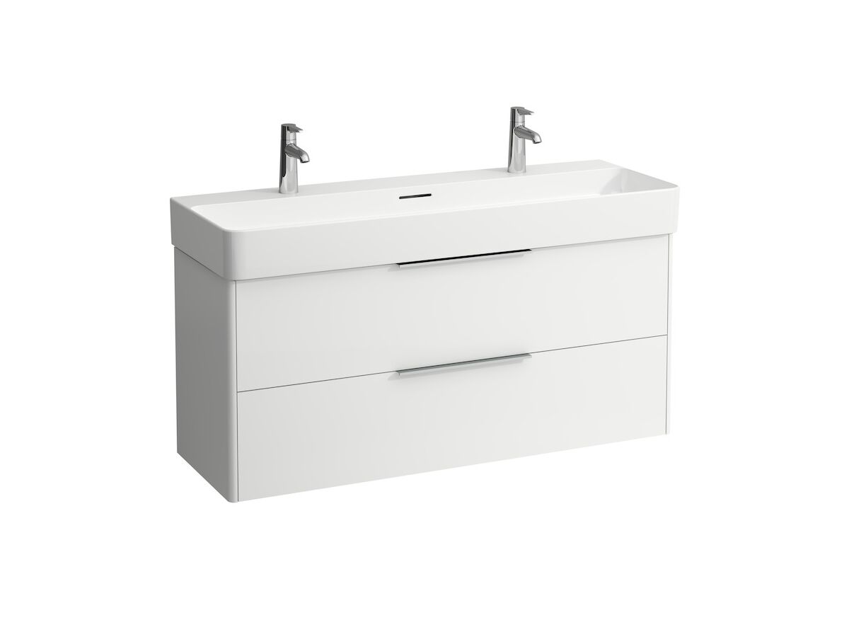 Reece LAUFEN Val Wall Basin 2 Taphole With Overflow 1200x420 With Fixing Bolts White