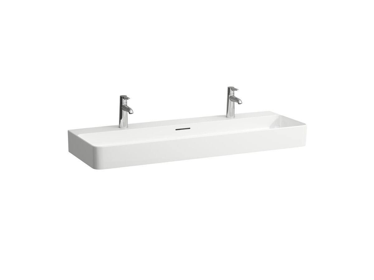 reece LAUFEN Val Wall Basin Only 2 Taphole with Overflow 1200x420 White