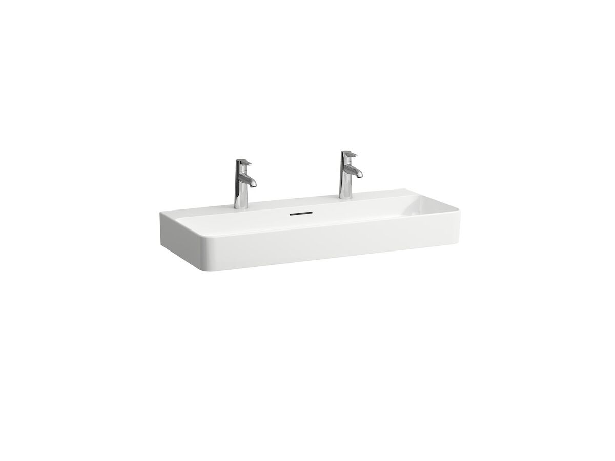 reece LAUFEN Val Wall/Counter Basin 2 Taphole with Overflow 950x420 with Fixing Bolts White