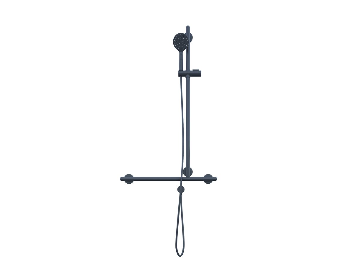 reece Matte Black Shower Twin Rail with Handset Hose & Elbow (5 Star)