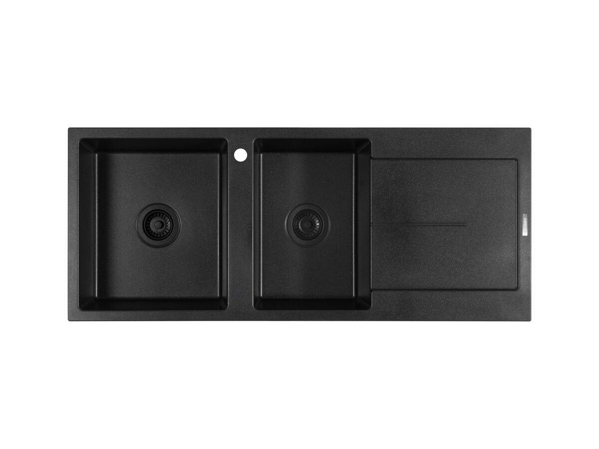 reece Memo Freya 1 3/4 Sink 1 Taphole Left Hand Bowl with Drainer Granite Black