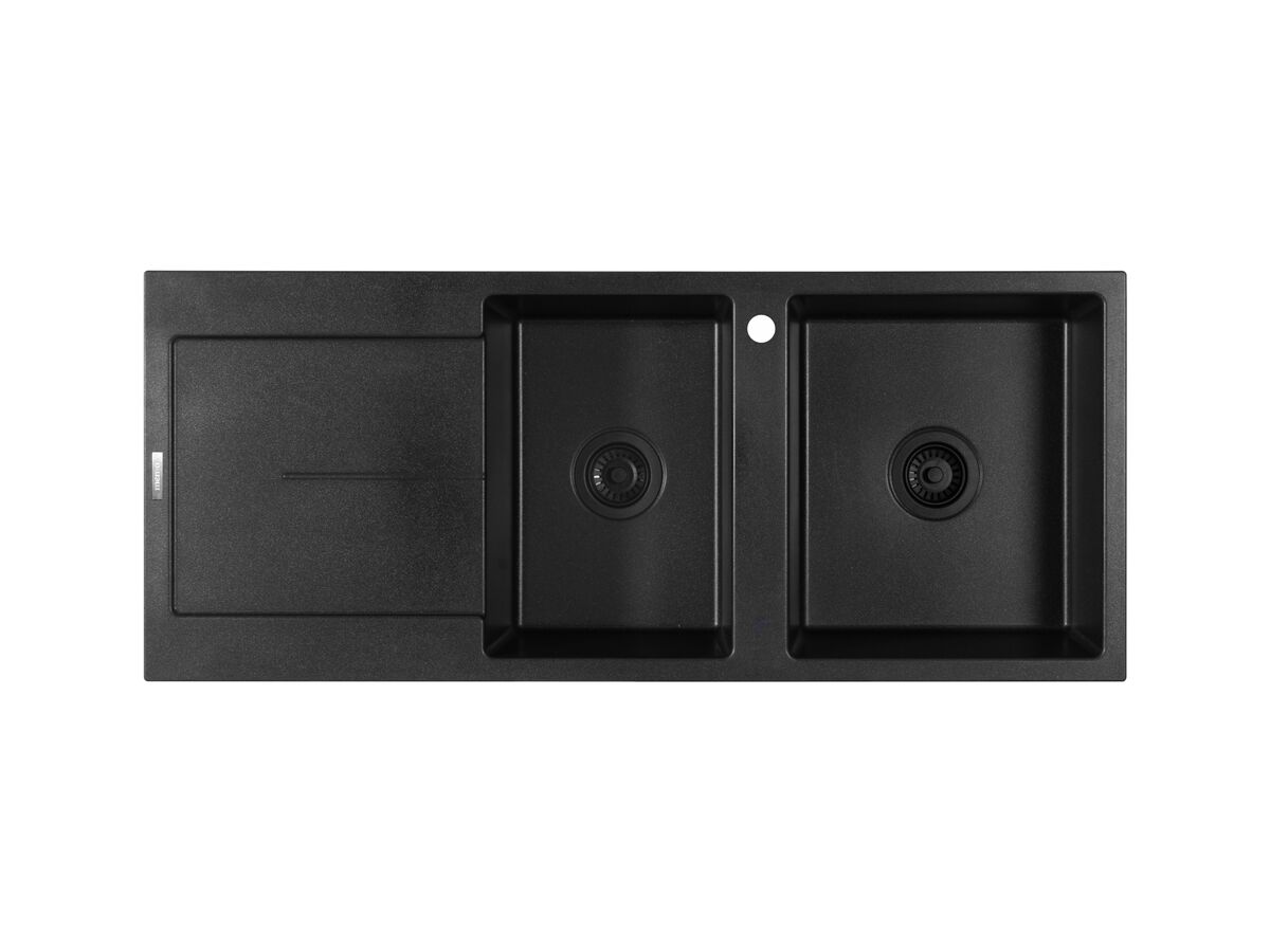 reece Memo Freya 1 3/4 Sink 1 Taphole Right Hand Bowl with Drainer Granite Black