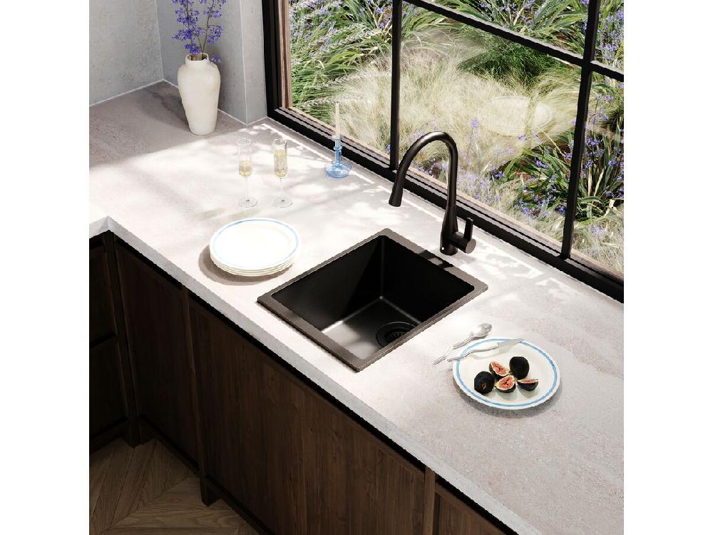 Reece Memo Freya Compact Single Bowl Sink No Taphole Granite Black