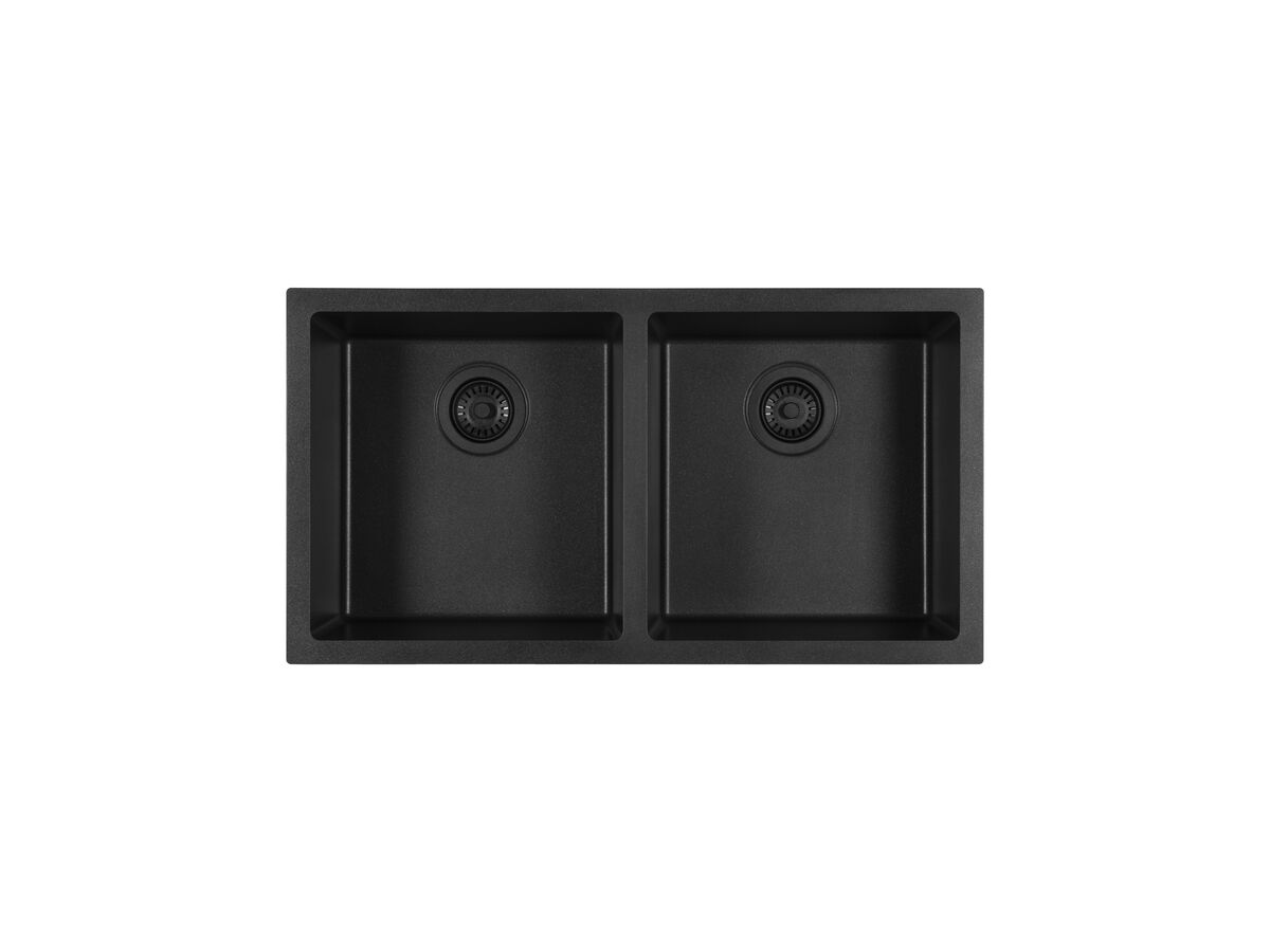 reece Memo Freya Double Bowl Sink No Taphole Granite Black
