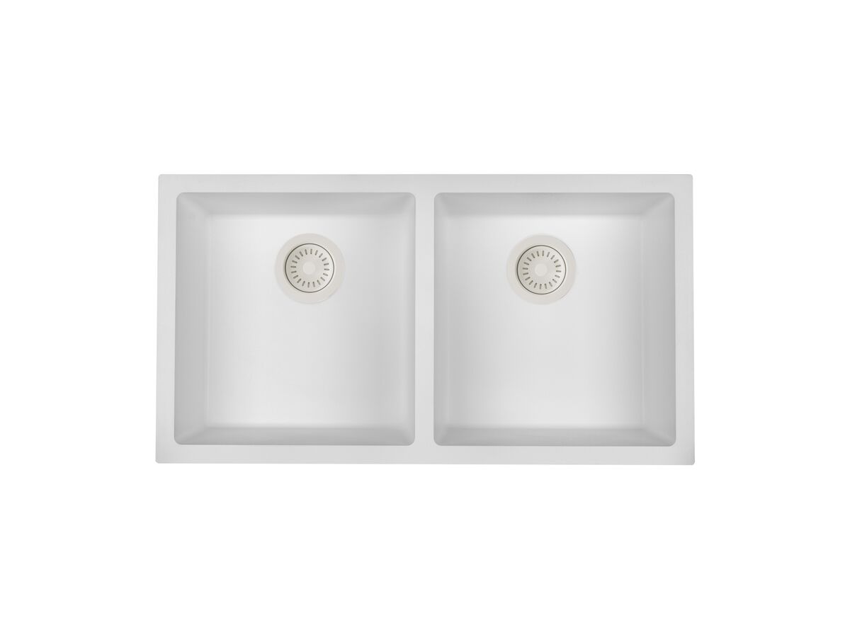 reece Memo Freya Double Bowl Sink No Taphole Granite White