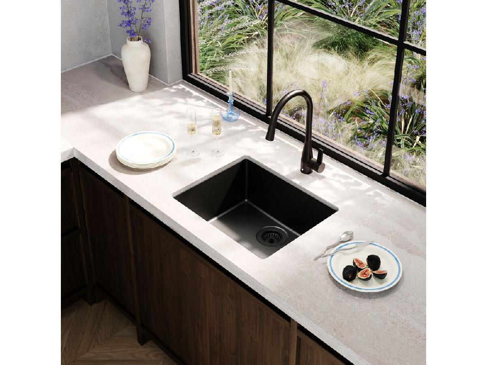 Reece Memo Freya Extended Single Bowl Sink No Taphole Granite Black