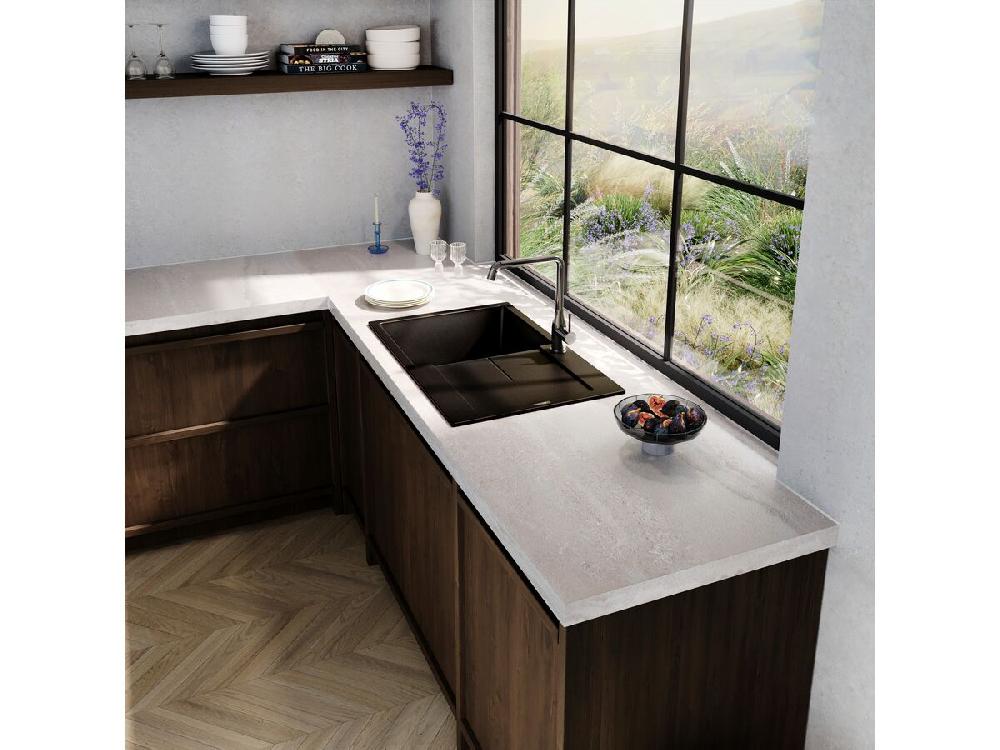 Reece Memo Freya Single Bowl Sink 1 Taphole Left Hand Bowl With Drainer Granite Black