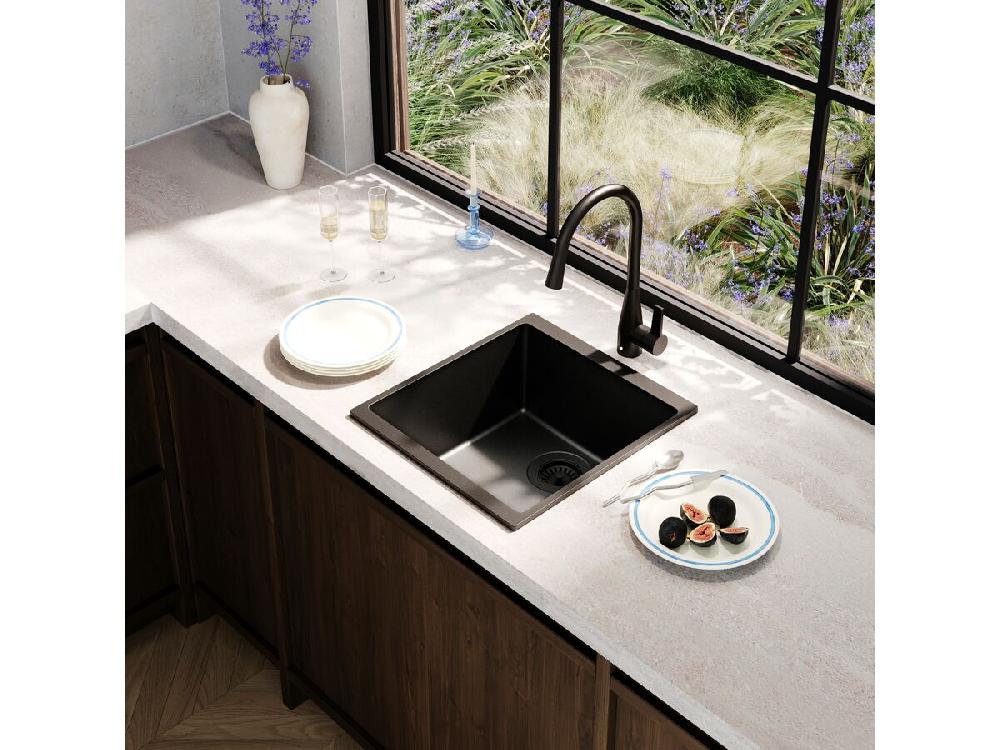 Reece Memo Freya Single Bowl Sink No Taphole Granite Black