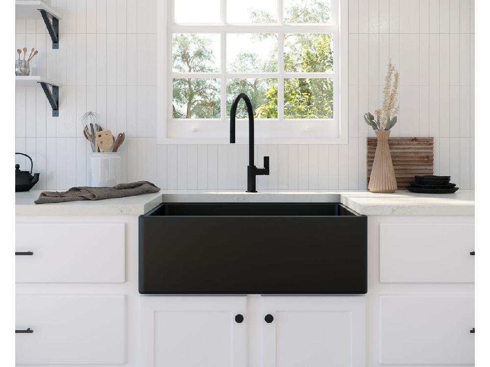 Reece Memo Harper Single Bowl Butler Sink 760mm Fireclay Matte Black