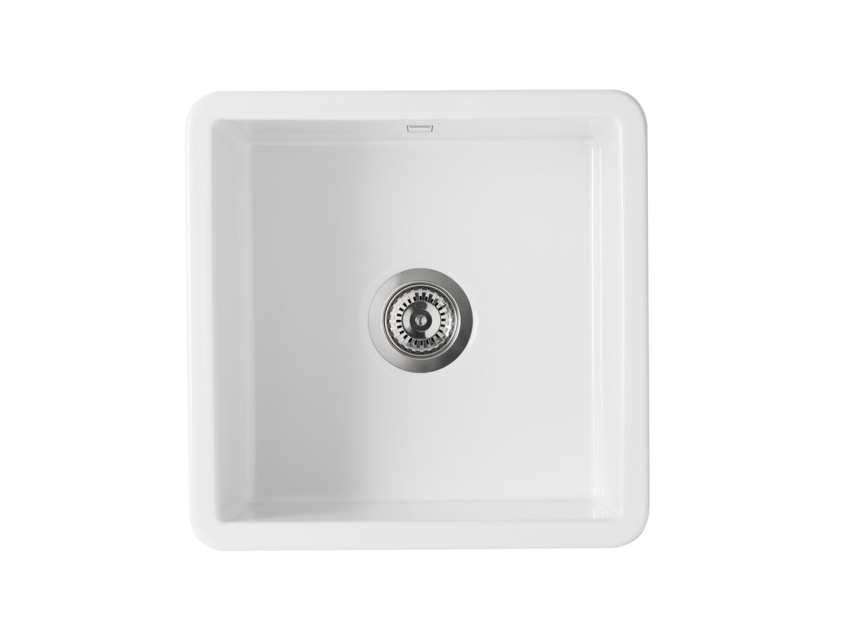 Reece Memo Harper Single Bowl Inset/Undermount Sink 460mm Fireclay White