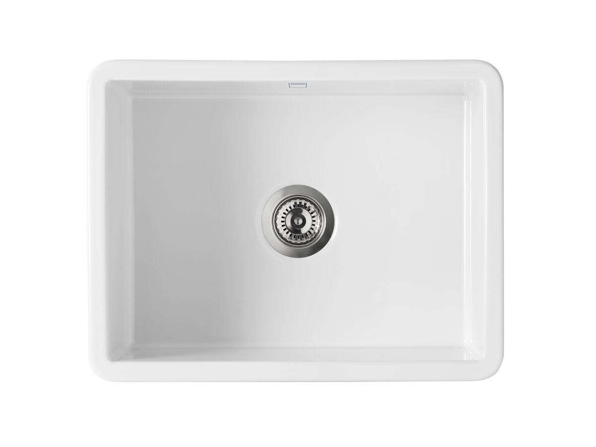 Reece Memo Harper Single Bowl Inset/Undermount Sink 600mm Fireclay White