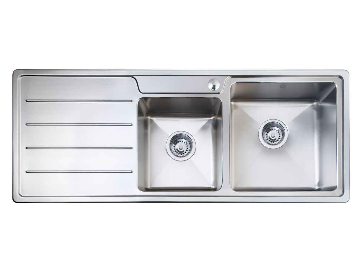 reece Memo Hugo 1 & 3/4 Bowl Sink 1 Taphole Right Hand Bowl with Drainer Stainless Steel V2
