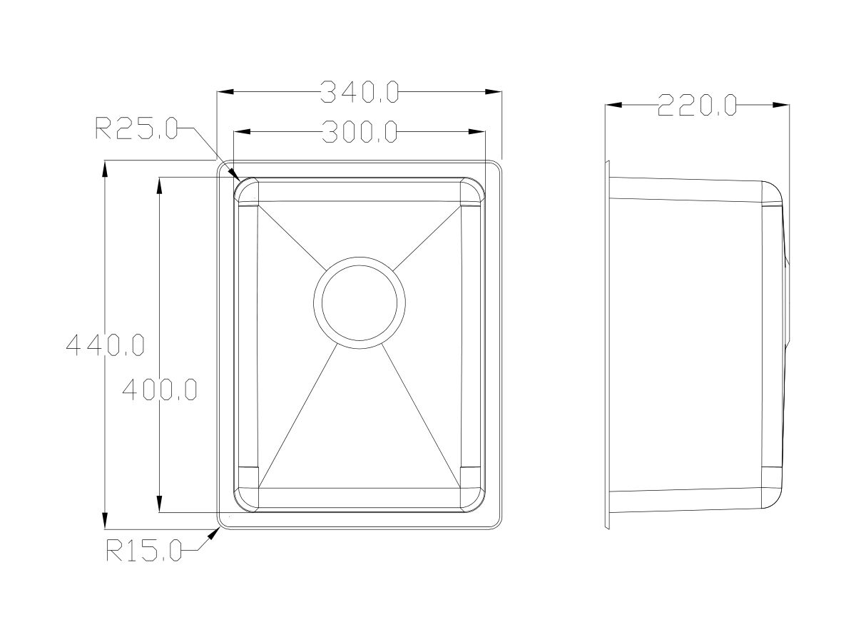Reece Memo Hugo Compact Sink No Taphole Stainless Steel