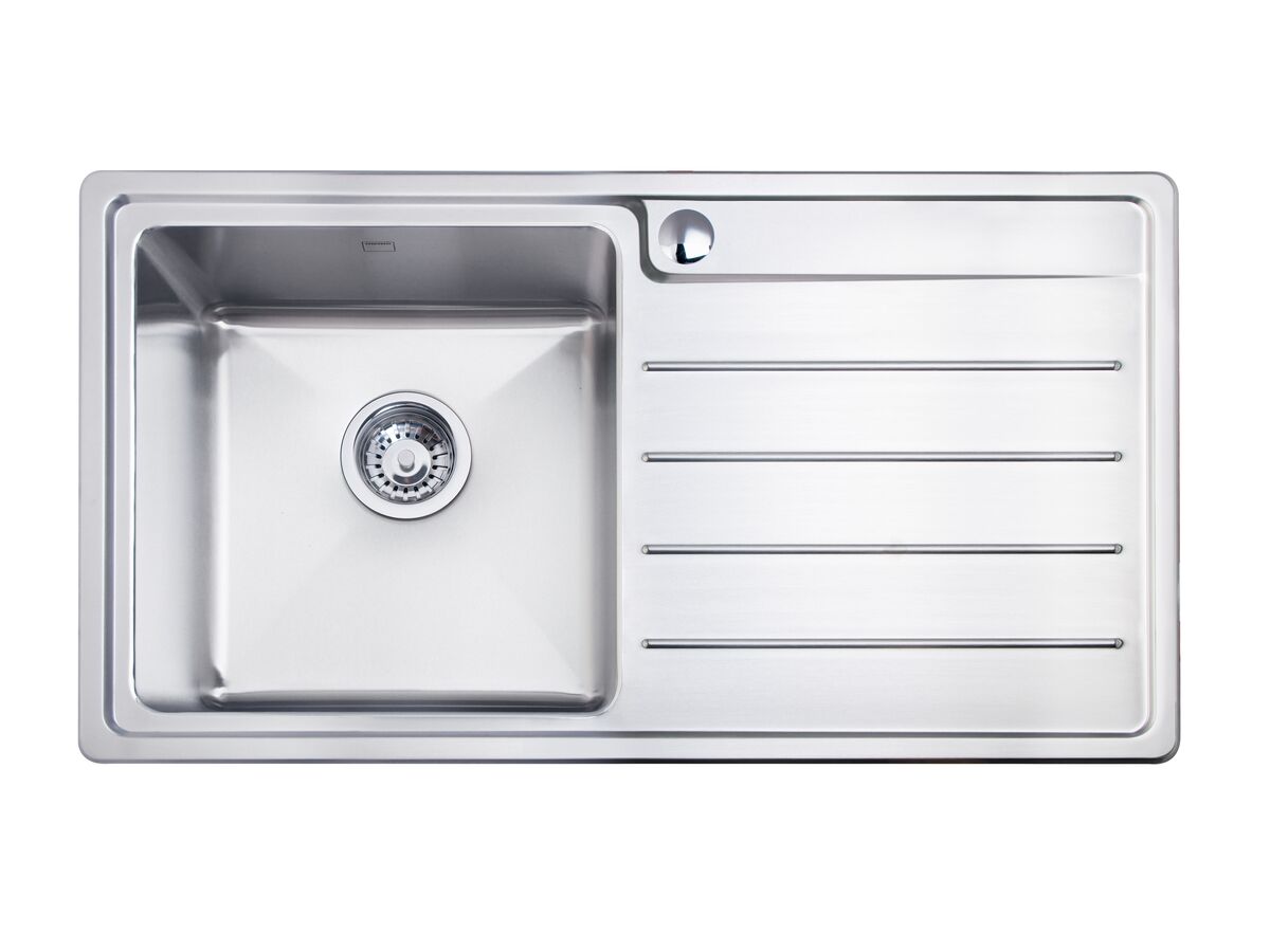 reece Memo Hugo Single Bowl Sink 1 Taphole Left Hand Bowl with Drainer Stainless Steel