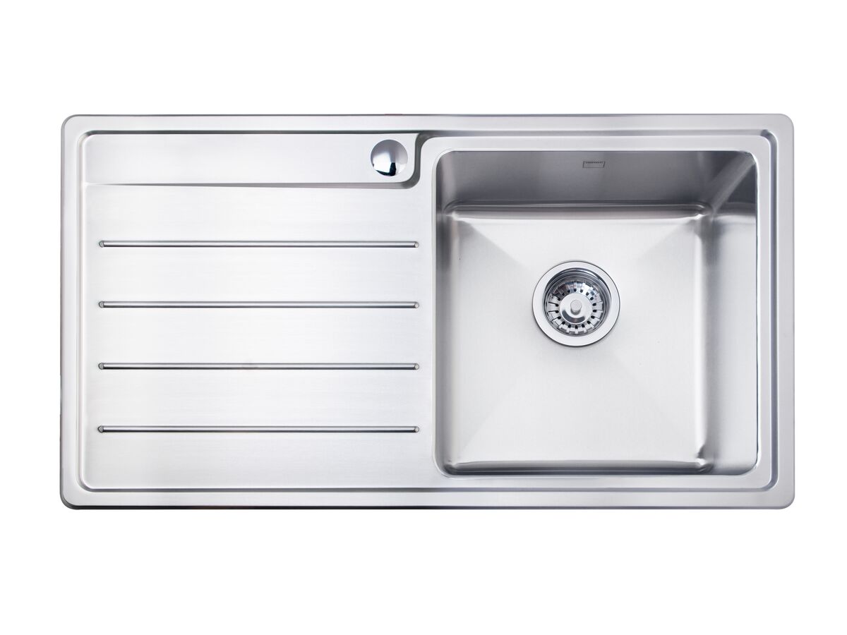 reece Memo Hugo Single Bowl Sink 1 Taphole Right Hand Bowl with Drainer Stainless Steel