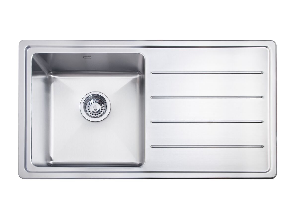 reece Memo Hugo Single Bowl Sink No Taphole Left Hand Bowl with Drainer Stainless Steel V2