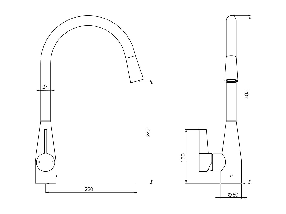 Reece Memo Sia Sensor Gooseneck Sink Mixer Tap Dual Functions Left Hand Lever Brushed Brass (4 Star)