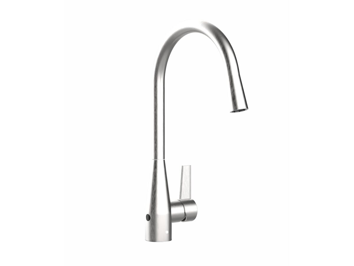 reece Memo Sia Sensor Gooseneck Sink Mixer Tap Dual Functions Right Hand Lever Brushed Chrome (4 Star)