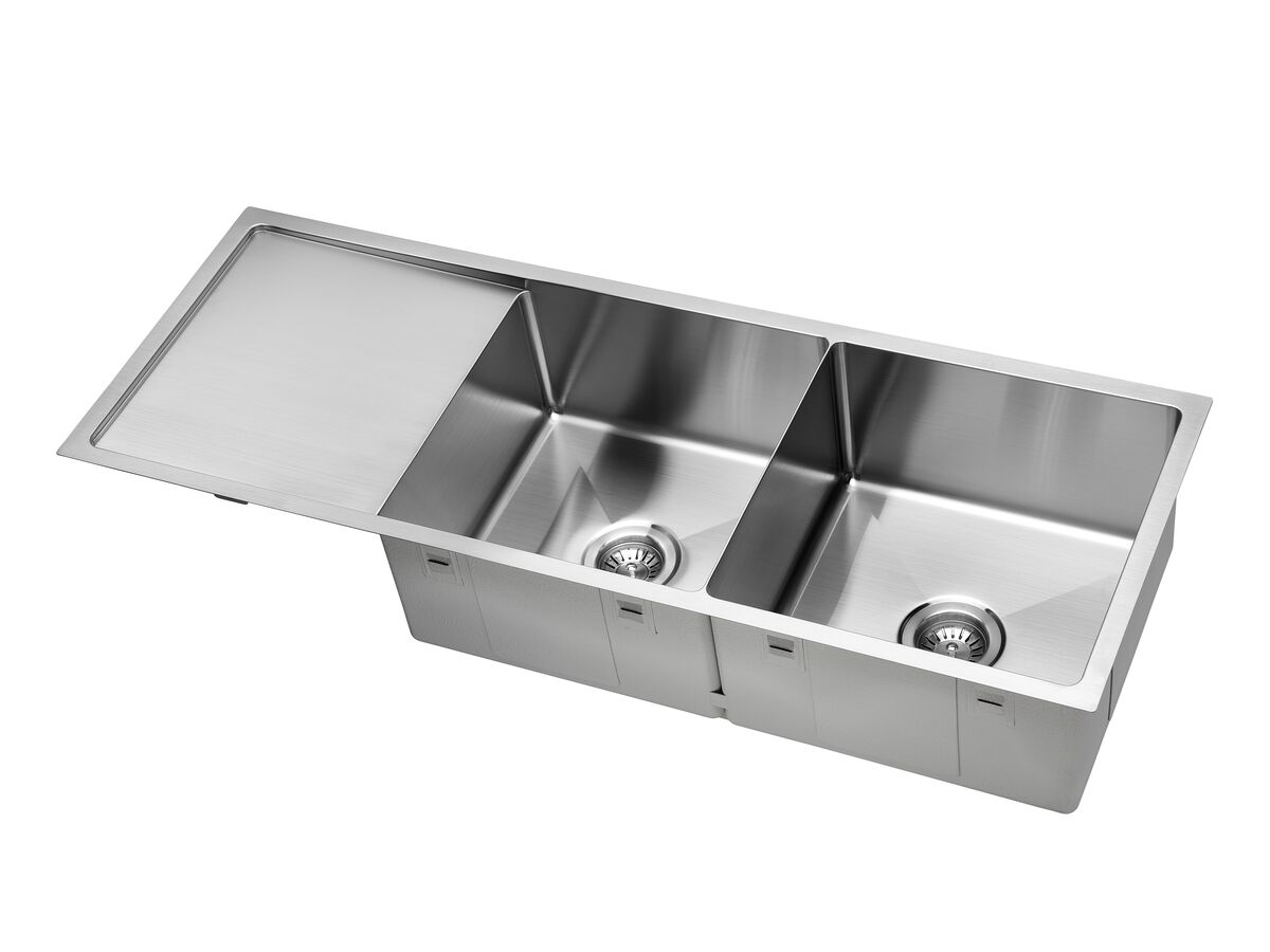 Reece Memo Zenna Double Bowl Sink With Reversible Drainer No Taphole Stainless Steel