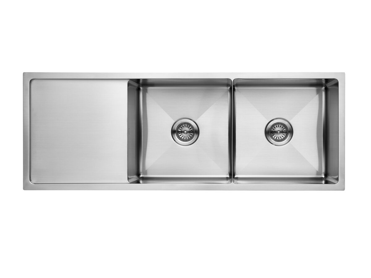 reece Memo Zenna Double Bowl Sink with Reversible Drainer No Taphole Stainless Steel