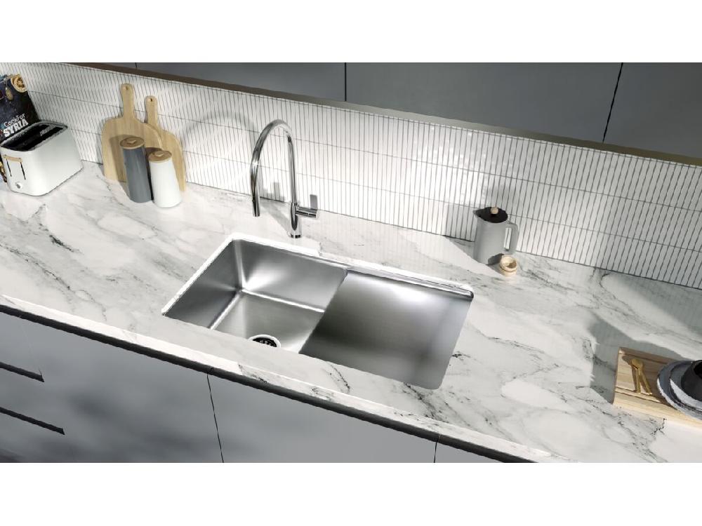 Reece Memo Zenna Single Bowl Sink With Reversible Drainer No Taphole Stainless Steel
