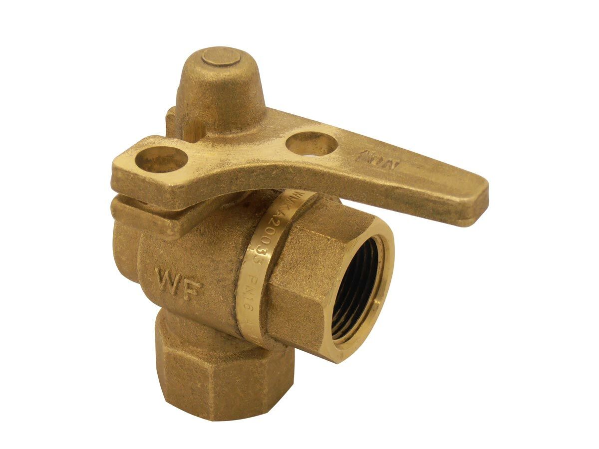 reece Meter Stop Right Angle Ball Valve Lockable 20mm Female x 20mm Comp