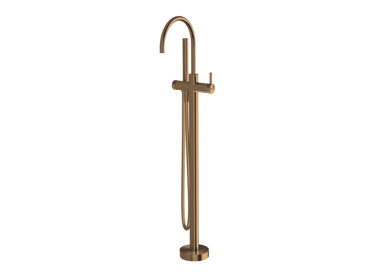 reece Milli Etch Floor Mounted Bath Mixer with Handshower Brushed Bronze