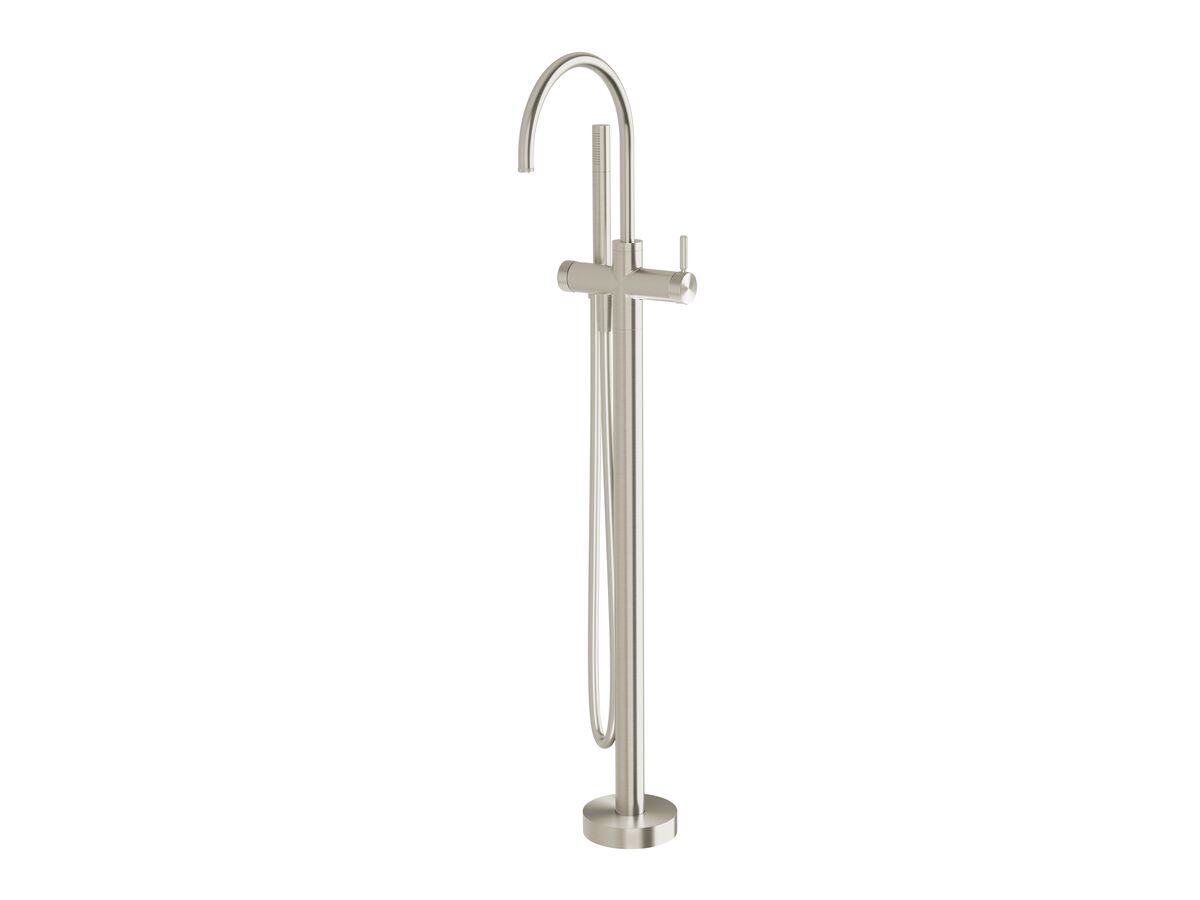 reece Milli Etch Floor Mounted Bath Mixer with Handshower Brushed Nickel