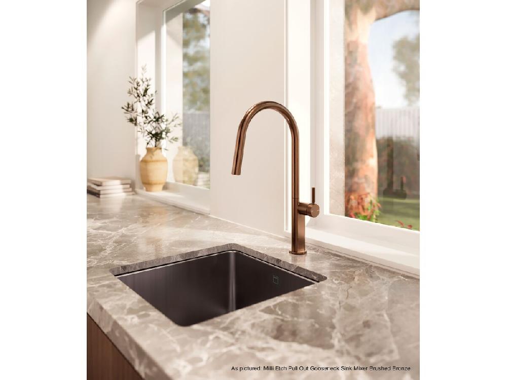 Reece Milli Etch Gooseneck Pull Out Sink Mixer Brushed Gold (5 Star) Lead Free