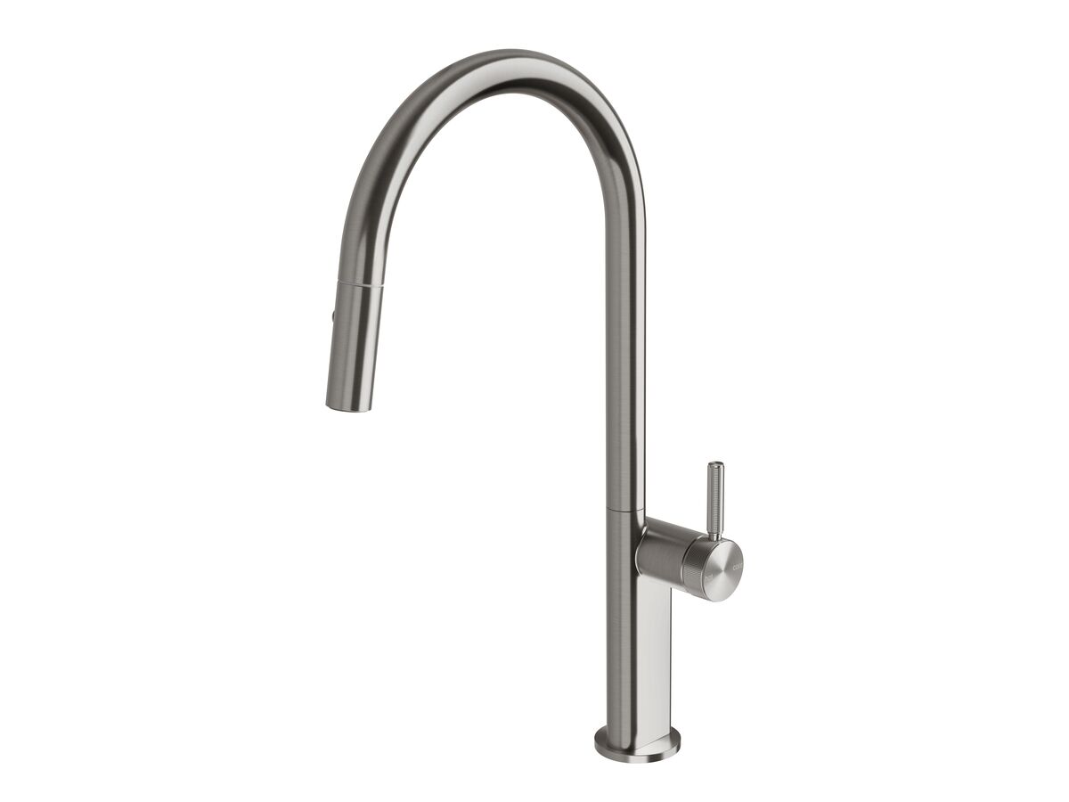 reece Milli Etch Gooseneck Pull Out Sink Mixer Brushed Gunmetal (5 Star) Lead Free