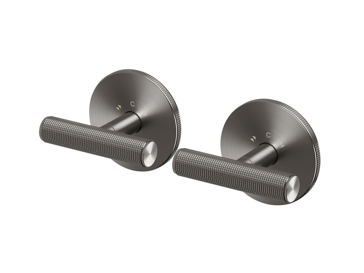 reece Milli Etch Progressive Dual Mixer Tap System with Round Backplate Brushed Gunmetal Lead Free