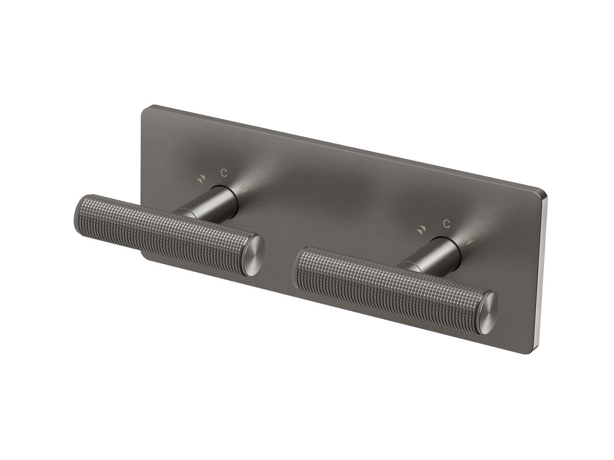reece Milli Etch Progressive Dual Mixer Tap System with Square Backplate Brushed Gunmetal Lead Free