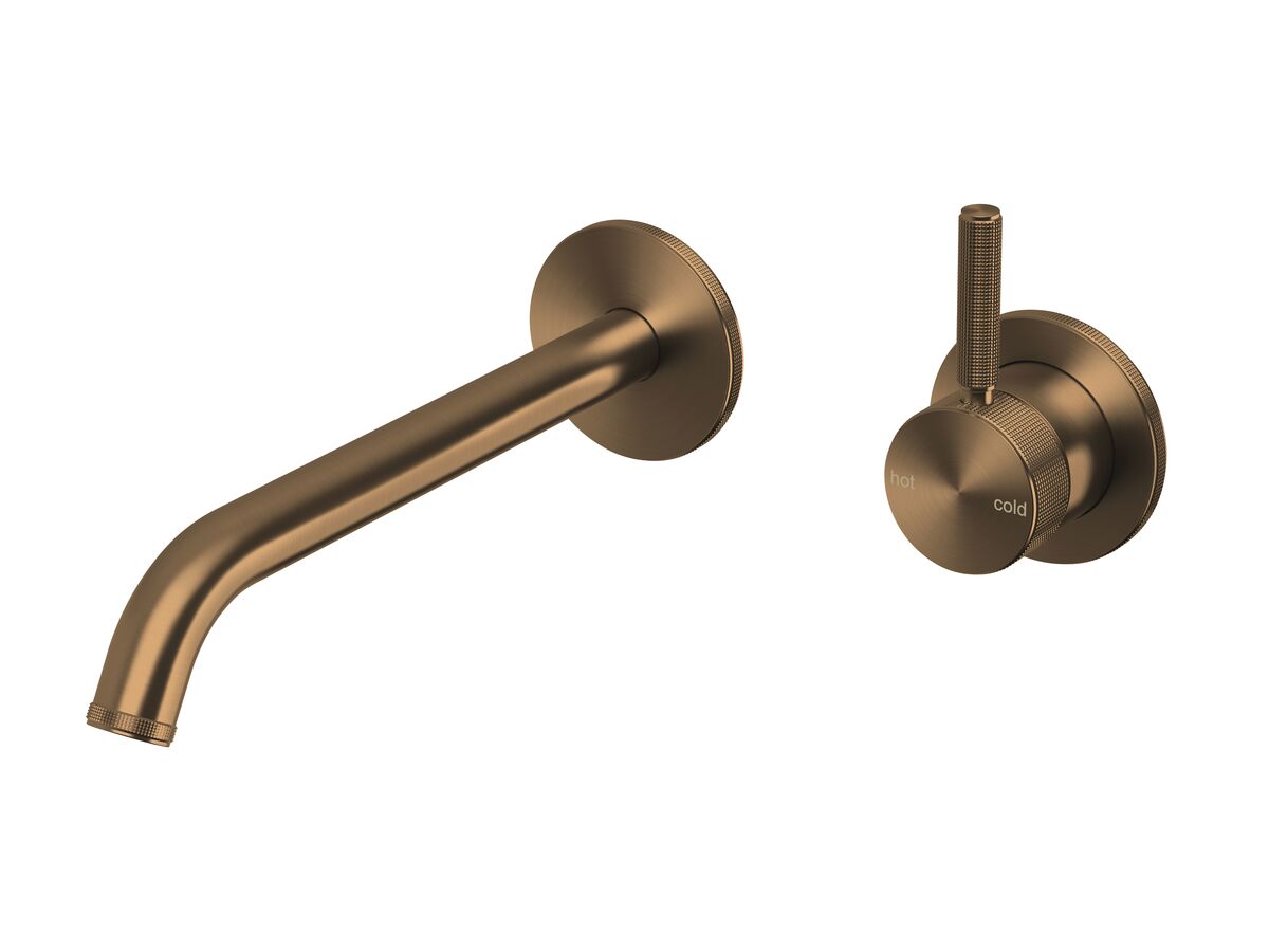 Reece Milli Etch Wall Basin/Bath Mixer Tap Set Round Backplate Brushed Bronze (6 Star) Lead Free